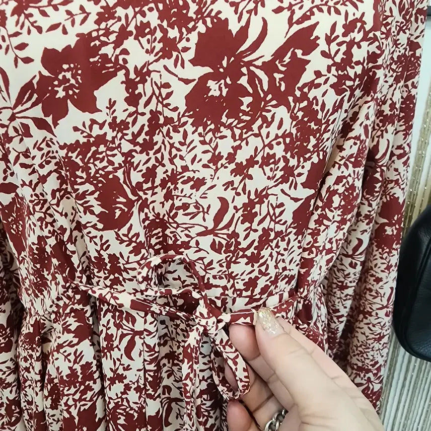 [BUNJANG] Muzak Flower Pattern Long Dress / 뮤자크 플라워 롱 원피스 free