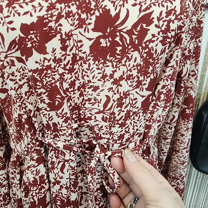 [BUNJANG] Muzak Flower Pattern Long Dress / 뮤자크 플라워 롱 원피스 free