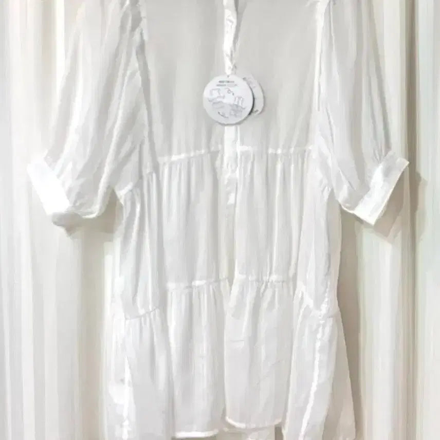 [BUNJANG] White 2-Way Tunic Blouse (Size M, 55-66) / (새상품) 화이트 2WAY 튜닉 블라우스 55-66
