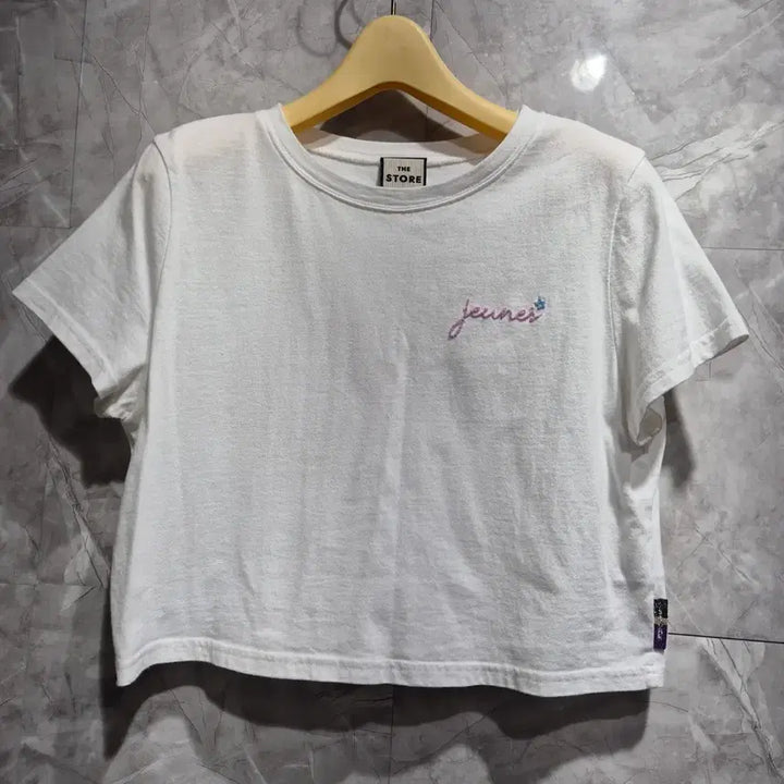 [BUNJANG] The Store White Cropped T-Shirt / 더스토어 화이트 크롭티