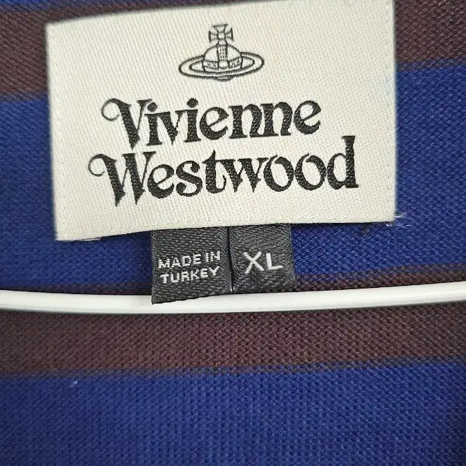 [BUNJANG] Vivienne Westwood Stripe Collar Short Sleeve T-Shirt / 비비안웨스트우드 스트라이프 카라 반팔 티셔츠