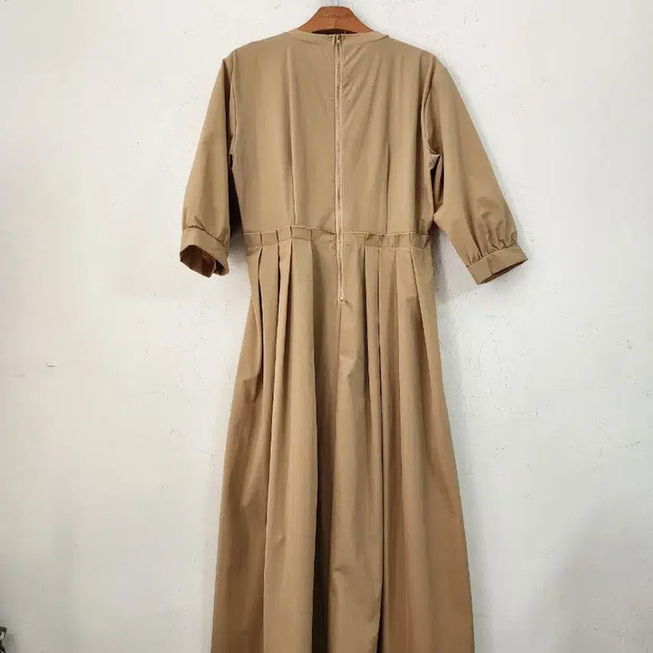 [BUNJANG] Beige Long Dress with Waist String / 베이지 롱 원피스 허리 스트링 7부
