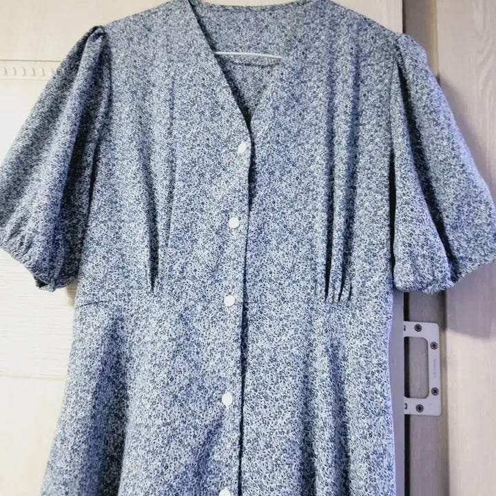 [BUNJANG] Floral Puff Sleeve Long Dress / 잔꽃무늬 퍼프 반팔 롱 원피스