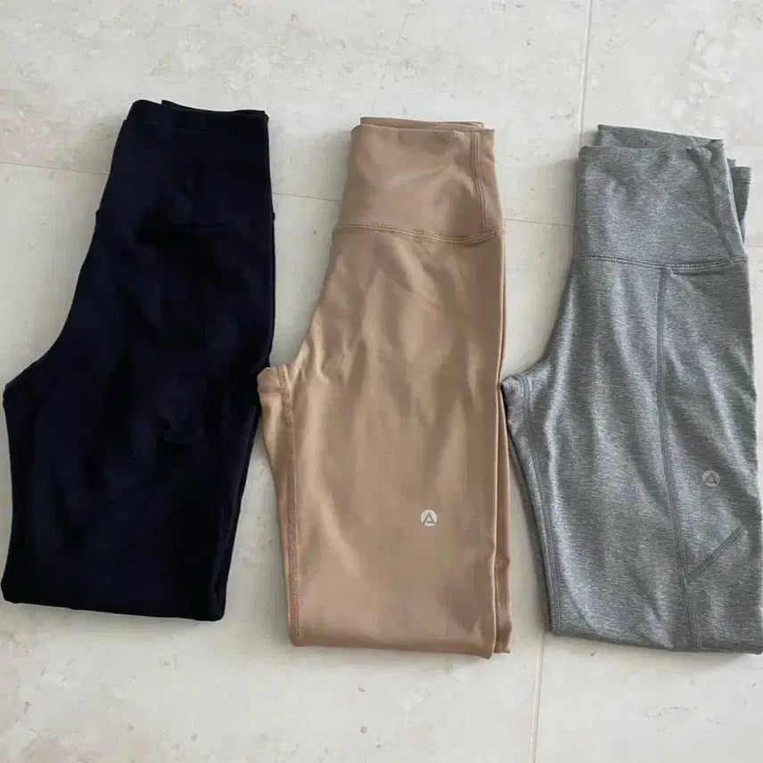 [BUNJANG] Andar Leggings Bundle Set (Black/Gray/Light Brown) - Size 2 (S) / 안다르 레깅스 3개 일괄(블랙/그레이/연브라운)