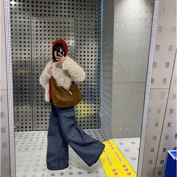 [BUNJANG] Yuze Red Stitch Point Fleece Balaclava Beanie / 유즈 바라클라바 비니