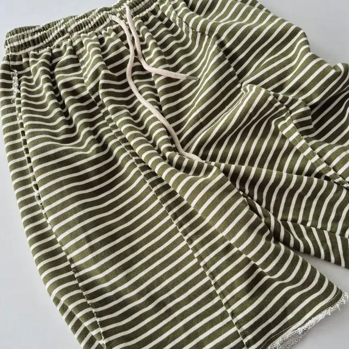 [BUNJANG] Stripe Cutting Wide 5-Inch Shorts / 컷팅 와이드 5부반바지(MT6
