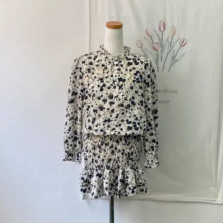 [BUNJANG] Plastic Island Flower Shirring Mini Dress / 플라스틱아일랜드 플라워 셔링 미니 원피스