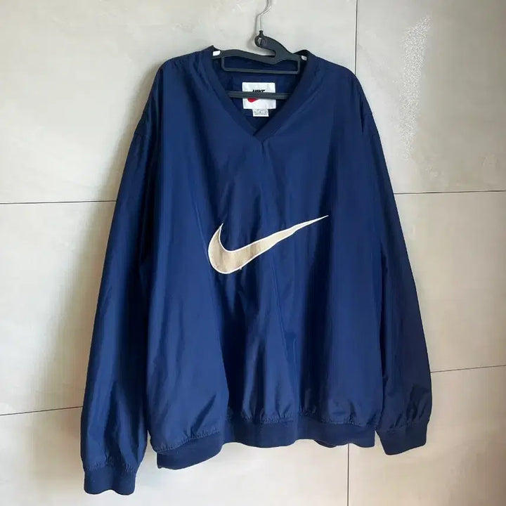 [BUNJANG] Nike Old School Big Swoosh Windbreaker Warm-up Navy / [L] 나이키 올드스쿨 빅스우시 바람막이 웜업 네이비