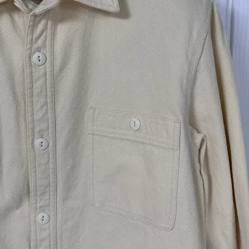 [BUNJANG] Houston Japan Herringbone Work Shirt - Large, Ivory / 휴스턴 재팬 워크셔츠 라지 아이보리