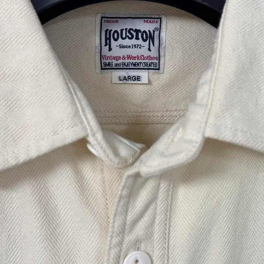 [BUNJANG] Houston Japan Herringbone Work Shirt - Large, Ivory / 휴스턴 재팬 워크셔츠 라지 아이보리