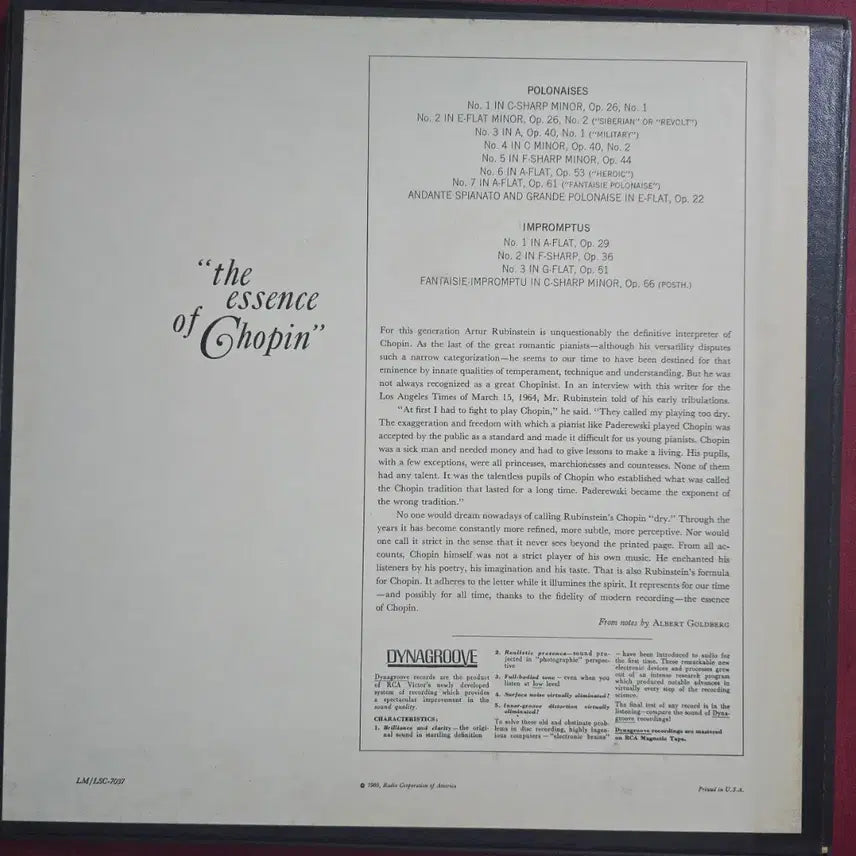 [BUNJANG] Arthur Rubinstein Chopin Polonaises &amp; Impromptus 2LP Box Set / 루빈스타인 연주_쇼팽 폴로네이즈 8곡-즉흥곡4곡_2LP BOX