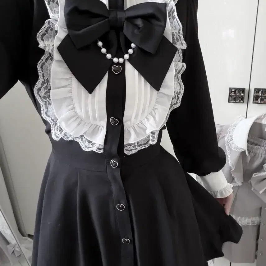 [SOLD OUT] 교판) 시크릿허니 블랙 프릴 원피스