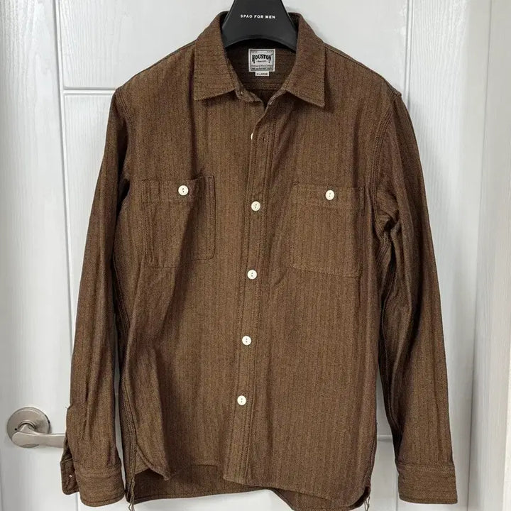 [BUNJANG] Houston Japan Herringbone Heavy Cotton Viela Work Shirt Brown / 휴스턴 재팬 헤링본 해비코튼 비엘라 워크 셔츠