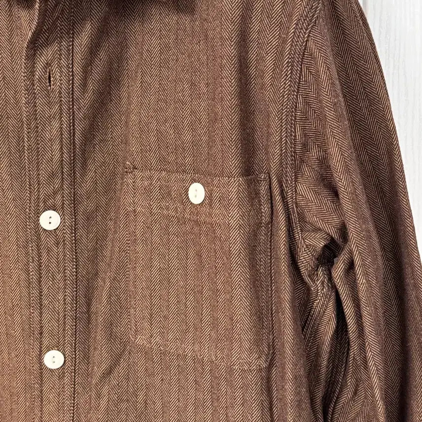 [BUNJANG] Houston Japan Herringbone Heavy Cotton Viela Work Shirt Brown / 휴스턴 재팬 헤링본 해비코튼 비엘라 워크 셔츠