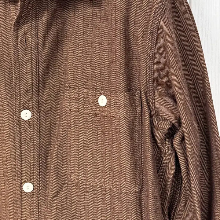 [BUNJANG] Houston Japan Herringbone Heavy Cotton Viela Work Shirt Brown / 휴스턴 재팬 헤링본 해비코튼 비엘라 워크 셔츠
