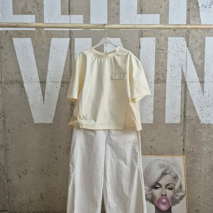[BUNJANG] Lee Sang Bong Cotton Blend Short-Sleeve Top - Ivory / 이상봉 시원한 바스락 반팔상의