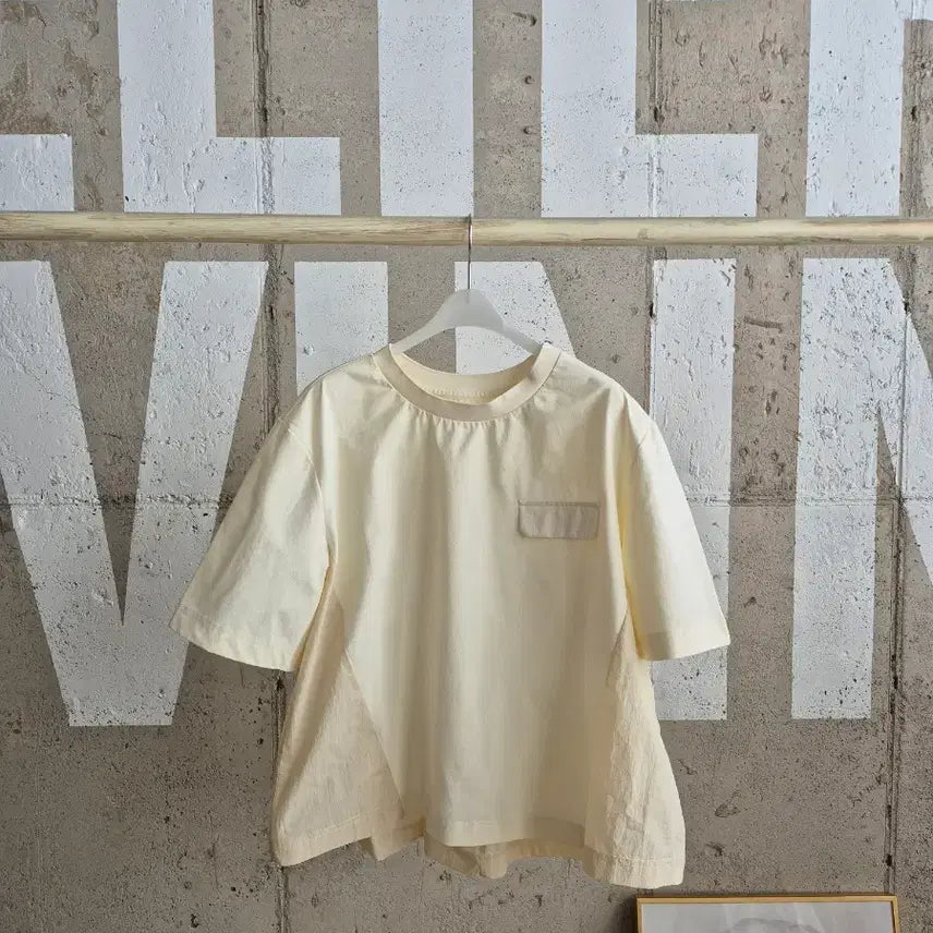 [BUNJANG] Lee Sang Bong Cotton Blend Short-Sleeve Top - Ivory / 이상봉 시원한 바스락 반팔상의