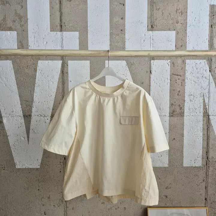 [BUNJANG] Lee Sang Bong Cotton Blend Short-Sleeve Top - Ivory / 이상봉 시원한 바스락 반팔상의