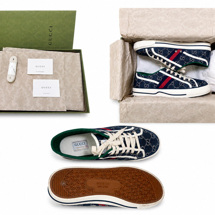 [BUNJANG] Gucci Tennis 1977 GG Denim Sneakers Blue / [구찌] 정품 테니스 1977 GG 데님 스니커즈 블루 / 새상품