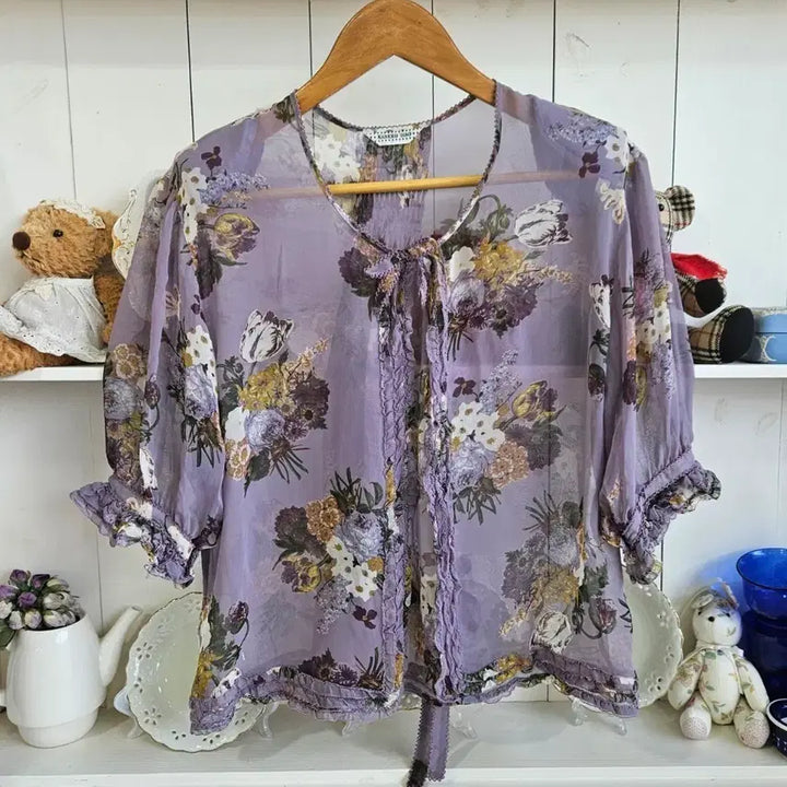 [BUNJANG] KANEKO ISAO Flower Sheer Cardigan / KANEKO ISAO 플라워 시스루 가디건