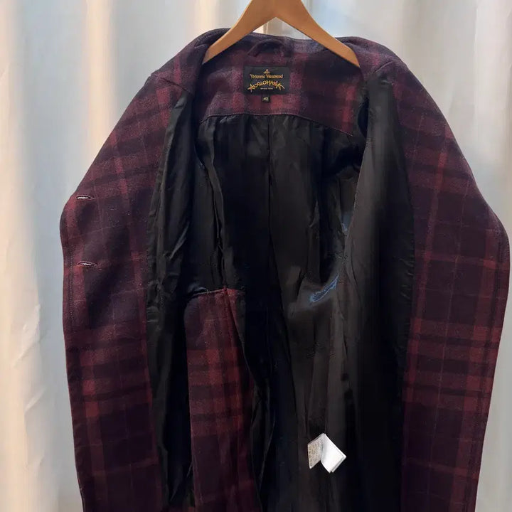 [BUNJANG] Vivienne Westwood Anglomania Check Wool Coat Burgundy / 비비안웨스트우드 앨글로매니아 체크 울 코트 A325