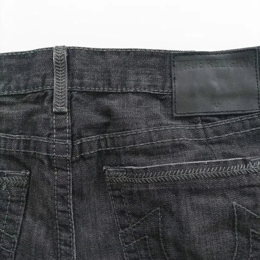 [BUNJANG] True Religion Vintage Black Denim Straight Leg Jeans Size 35 / 트루릴리젼 청바지 사이즈35 일자 흑청 빈티지 남자 남성 데님 B0409
