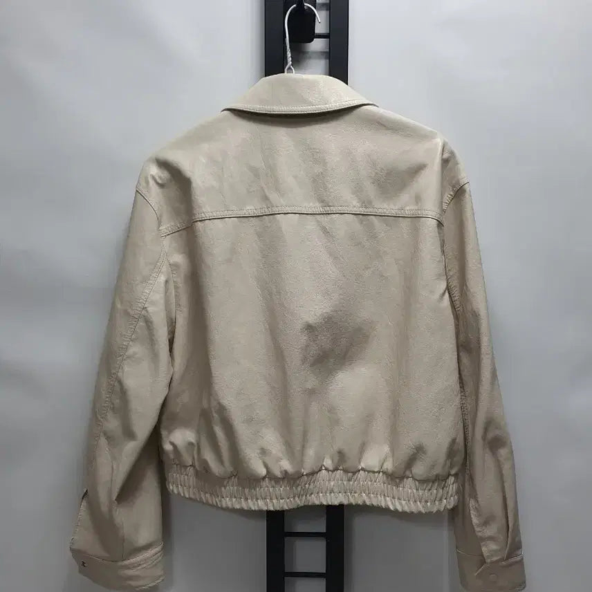 [BUNJANG] Sistina Leather Crop Jacket Jumper Ivory / 시스티나 가죽 크롭 자켓 레더 점퍼 아이보리