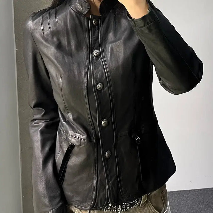[BUNJANG] Tomboy NY Antique Lamb Leather Jacket / 톰보이 NY 앤티크 램 레더 자켓