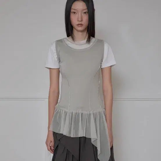 [BUNJANG] Flare Up Layered Frill Camisole / 플레어업 레이어드 프릴 나시