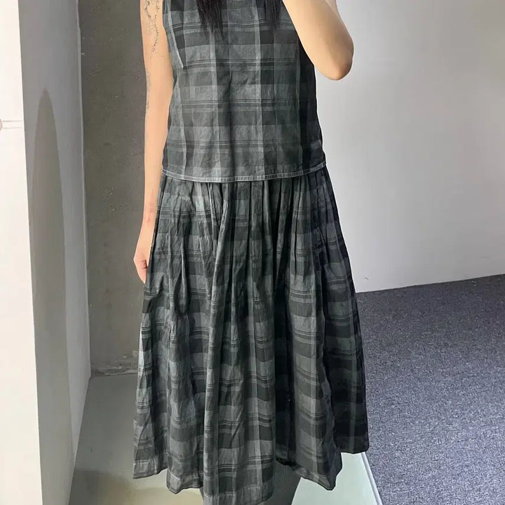 [BUNJANG] I.S by Issey Miyake 80s Check Layered Dress / 이세이 미야케 I.S 80&