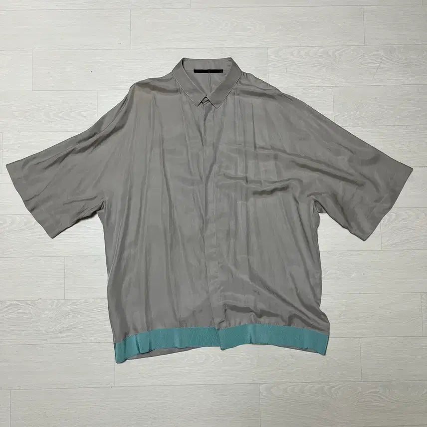 [BUNJANG] Haider Ackermann Silk Blend Kimono Half Shirt Grey / 하이더아커만 기모노 그레이 실크 배색 하프 셔츠