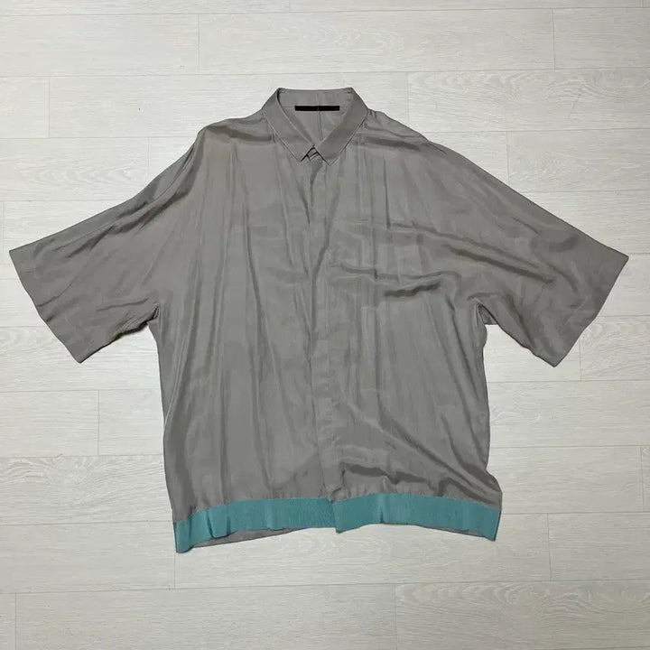 [BUNJANG] Haider Ackermann Silk Blend Kimono Half Shirt Grey / 하이더아커만 기모노 그레이 실크 배색 하프 셔츠