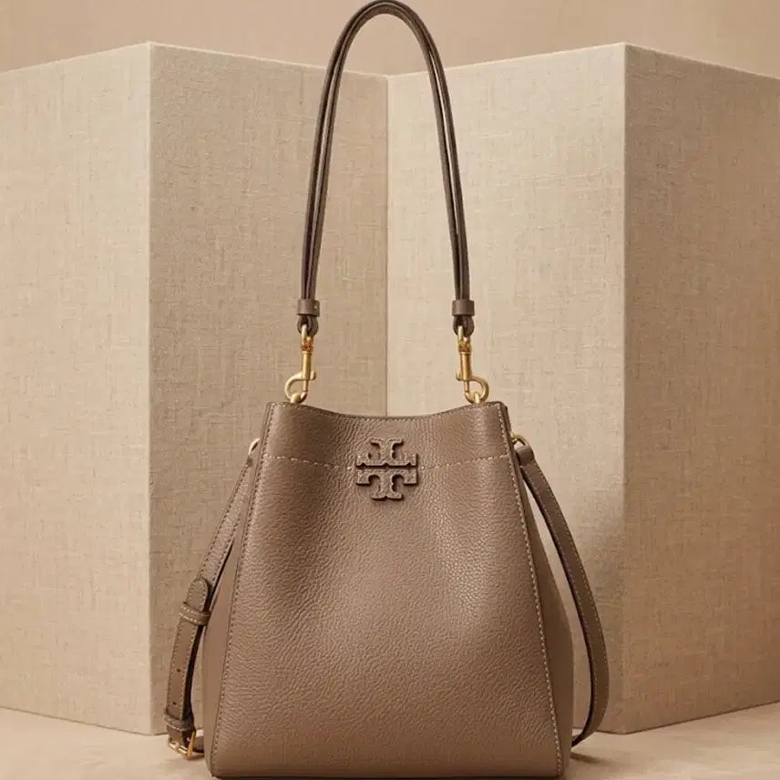 [BUNJANG] Leather Bucket Bag - Brown / 가죽 버킷백 브라운