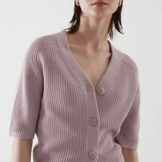 [BUNJANG] COS Ribbed Knit Half Sleeve Cardigan / 코스 반팔 가디건