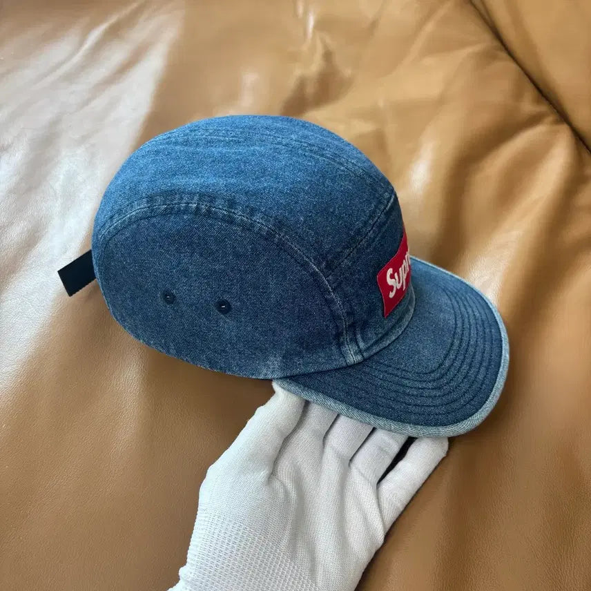 [SOLD OUT] 슈프림 캠프캡 모자 박스로고 워시드 데님