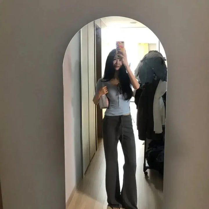 [BUNJANG] Dark Grey Wide Leg Lounge Pants / 핀터감성 힙포켓 찰랑팬츠