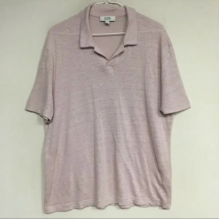 [BUNJANG] COS Linen Blend Collar T-shirt Pink (100-105) / COS 코스 린넨 혼방 카라 티셔츠 핑크(100-105)