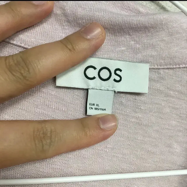 [BUNJANG] COS Linen Blend Collar T-shirt Pink (100-105) / COS 코스 린넨 혼방 카라 티셔츠 핑크(100-105)
