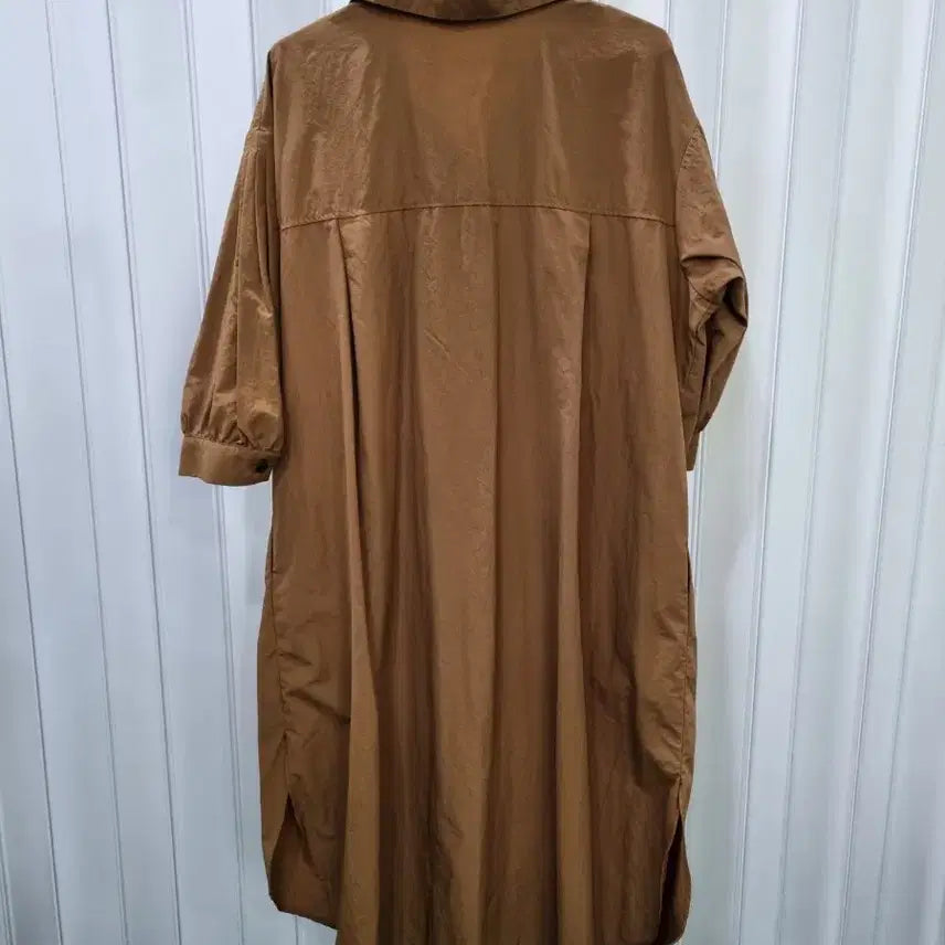 [BUNJANG] Brown Long Shirt Dress Free Size / 브라운 셔츠 원피스 롱 Free사이즈