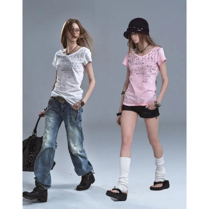 [BUNJANG] Wear and Tear 2WAY Reversible T-Shirt / wearAndtear 티셔츠 2WAY 반팔티 리버서블 크루넥 V넥 반팔