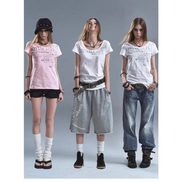 [BUNJANG] Wear and Tear 2WAY Reversible T-Shirt / wearAndtear 티셔츠 2WAY 반팔티 리버서블 크루넥 V넥 반팔
