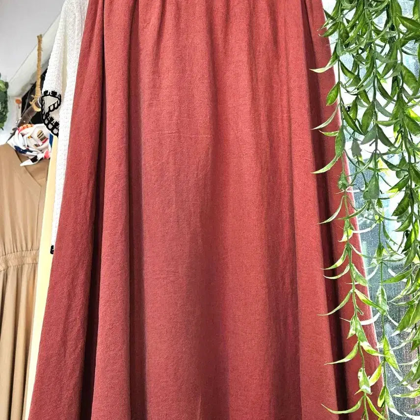 [BUNJANG] 100% Linen Long Skirt / [새상품]린넨100% 밴딩 롱스커트