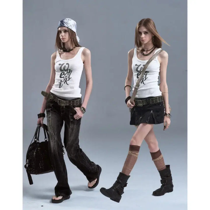 [BUNJANG] Wear and Tear Leopard Print Lettering Digital Print Sleeveless T-Shirt / wearAndtear 티셔츠 나시티 레오파드 프린트 레터링 디지털 프린트