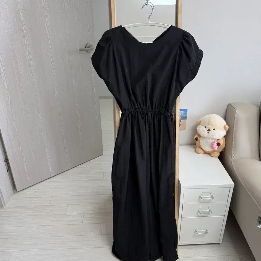 [BUNJANG] Black Short-Sleeve Long Dress / 여름 블랙 반팔 롱 원피스