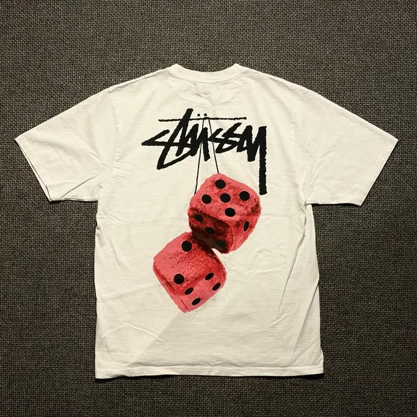 [BUNJANG] Stussy Fuzzy Dice T-Shirt White M / 스투시 퍼지 다이스 티셔츠 화이트 M