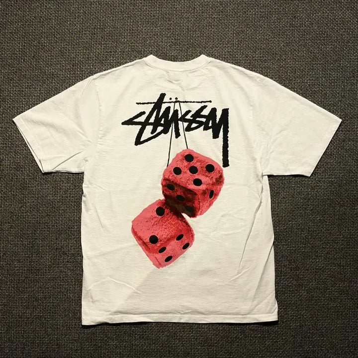 [BUNJANG] Stussy Fuzzy Dice T-Shirt White M / 스투시 퍼지 다이스 티셔츠 화이트 M