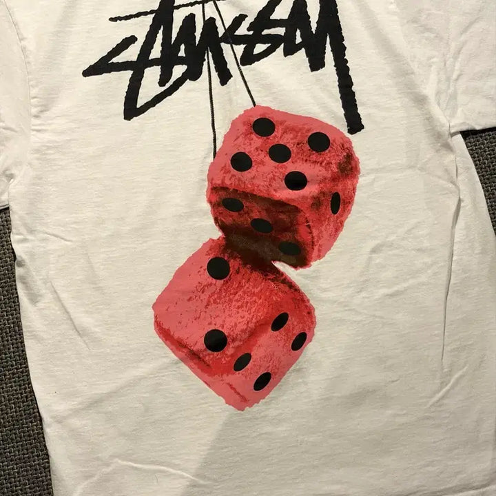 [BUNJANG] Stussy Fuzzy Dice T-Shirt White M / 스투시 퍼지 다이스 티셔츠 화이트 M