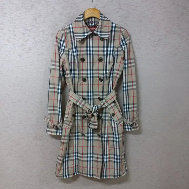 [BUNJANG] Beige Check Belted Trench Coat - Women&