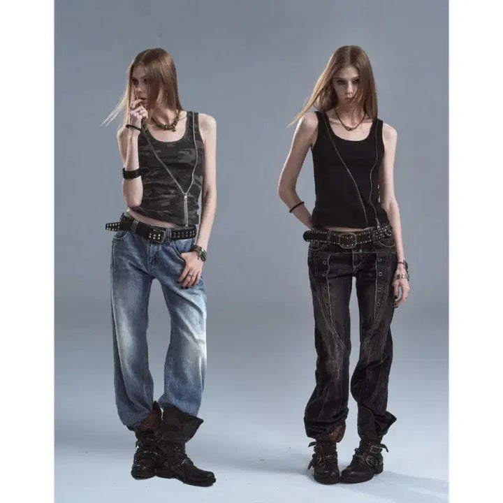 [BUNJANG] Wear and Tear Diagonal Zipper Reversible Vest Camisole / wearAndtear 티셔츠 나시티 사선 지퍼 양면 베스트 캐미솔