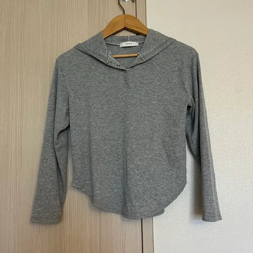 [BUNJANG] Mavins Gray Ribbed Hoodie - Free Size / 메이빈스 그레이 골지 후드티 프리사이즈